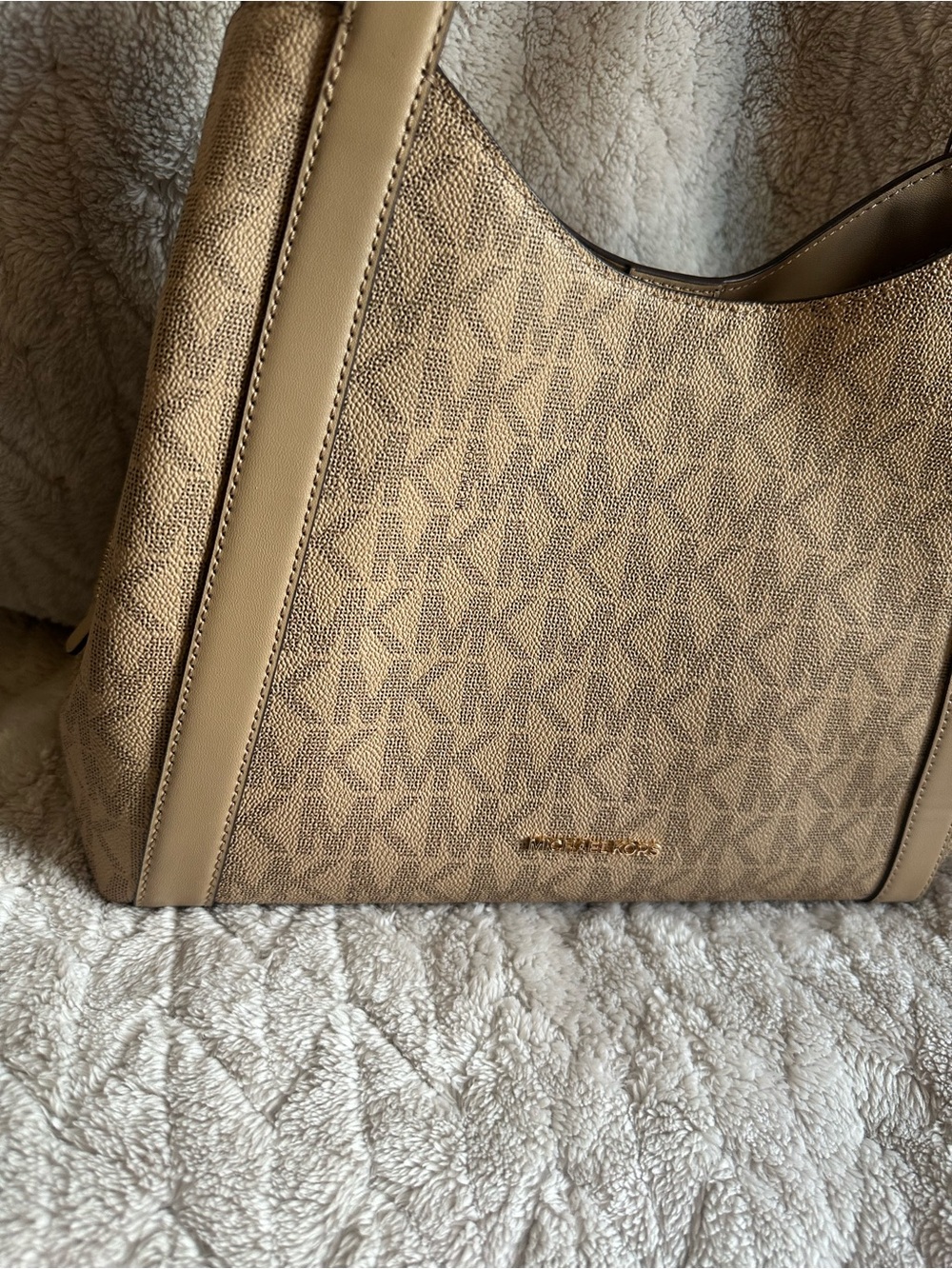 Michael Kors Beige/Tan Signature Rosemary MK Logo Shoulder Bag - Picture 2 of 7